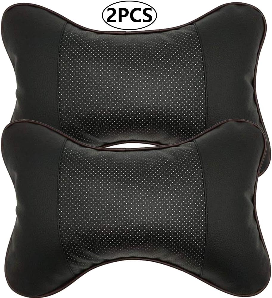 BETOY 2 Pieces Double-Sided Leather Neck Pillow Car Neck Pillows for Car Seat Headrest Cushion 26 * 19cm Car Neck Cushion Travel Head Neck Rest