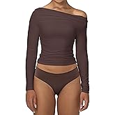 Sunzel Long Sleeve Shirts for Women, Womens Off The Shoulder Tops,Slim Fit Double Lined Top with Boat Neck