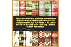 vintage aged christmas scrapbook paper sheet for decoupage & collage art 28 patterned sheet for scrapbooking supplies & card 