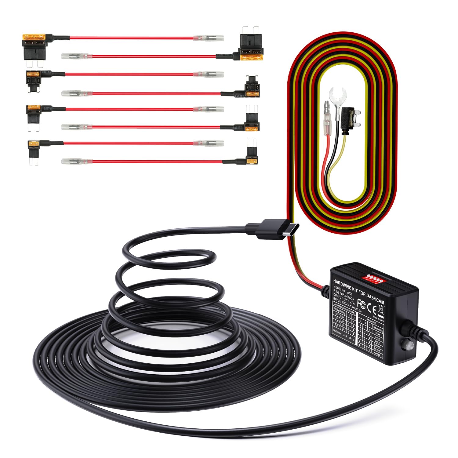Vantrue 14.8ft 5-Level Adjustable Acc Hardwire Kit, Compatible for Dash Cam