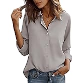 Wrinkle Free Button Down Shirts for Women Charm Slim-Fit Long Sleeve Formal Solid Dress Shirt Blouses Tops