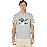 Lacoste Men's Signature Print Cotton T-Shirt, Silver Chine, Medium