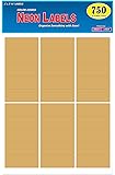 180 Brown Kraft Address Labels - 1x2-5/8 Inch Blank Stickers For Inkjet & Laser Printers (6 Sheets)