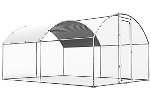 Oranland Chicken Coop Metal Large Chicken Run for Yard Chicken Pen Outdoor Heavy Duty Poultry Cage with Waterproof and Anti-Ultraviolet Cover for Outdoor Farm Use