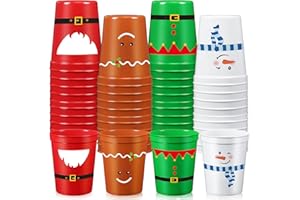 Potchen 60 Pcs Christmas Cups 16 oz Reusable Christmas Plastic Tumblers Reusable Merry Xmas Coffee Stadium Cups for Hot Chocolate Beer Ice Cream Xmas New Year Holiday Party Supplies (Pattern)