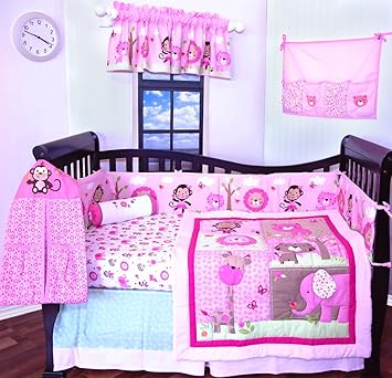 pink giraffe crib bedding
