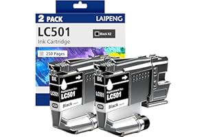 LC501 LC501BK Black Ink Cartridges Compatible with Brother LC501 LC501XL for MFC-J1260DW MFC-J1360DW MFC-J1410DW Printers (Bl