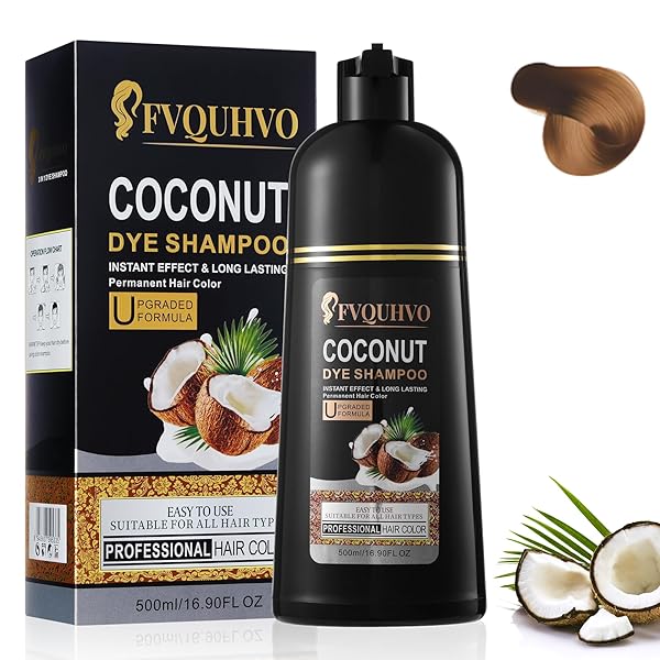 HERBAL CHESTNUT BROWN HAIR DYE SHAMPOO 3 IN 1 FOR WOMEN & MEN, INSTANT COCONUT BROWN HAIR COLOR SHAMPOO COLORS IN 25 MINUTES, LONG LASTING & EASY TO USE BROWN HAIR SHAMPOO 500ML (CHESTNUT BROWN)