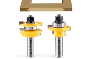 Shaker Rail and Stile Router Bits, Newdeli 1/2 Inch Shank Tongue and Groove Router Bit, Professional Carbide Milling Cutters for Woodworking for Cabinet Door