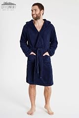 CityComfort Mens Hooded Bathrobe Super Soft Fleece Loungewear Navy M view 2