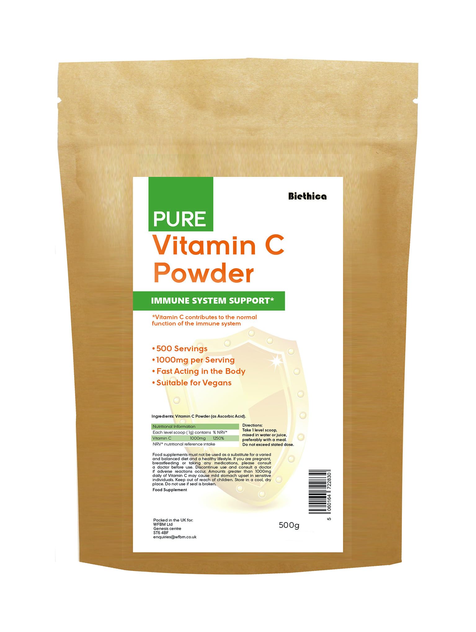 Biethica Pure Vitamin C Powder 500g