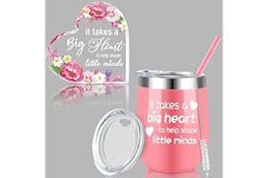 Cunhill 2 Pcs Best Teacher Gifts for Women Teacher Appreciation Gifts Sets Thank You Gifts Teacher Tumbler Coffee Mug Teacher Keepsake and Paperweight Graduation Gifts (Big Heart Style)