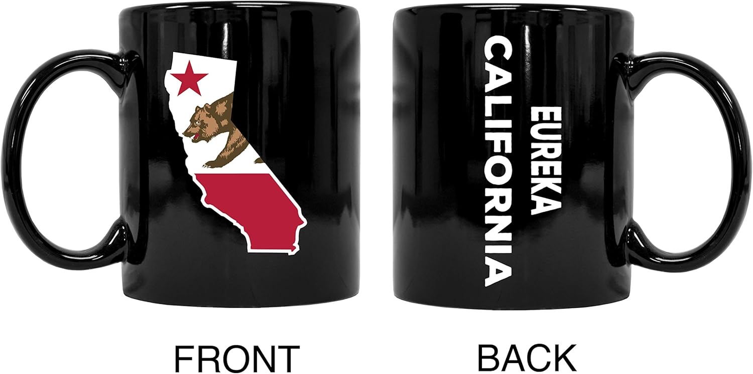 Eureka California Souvenir Black Ceramic Mug