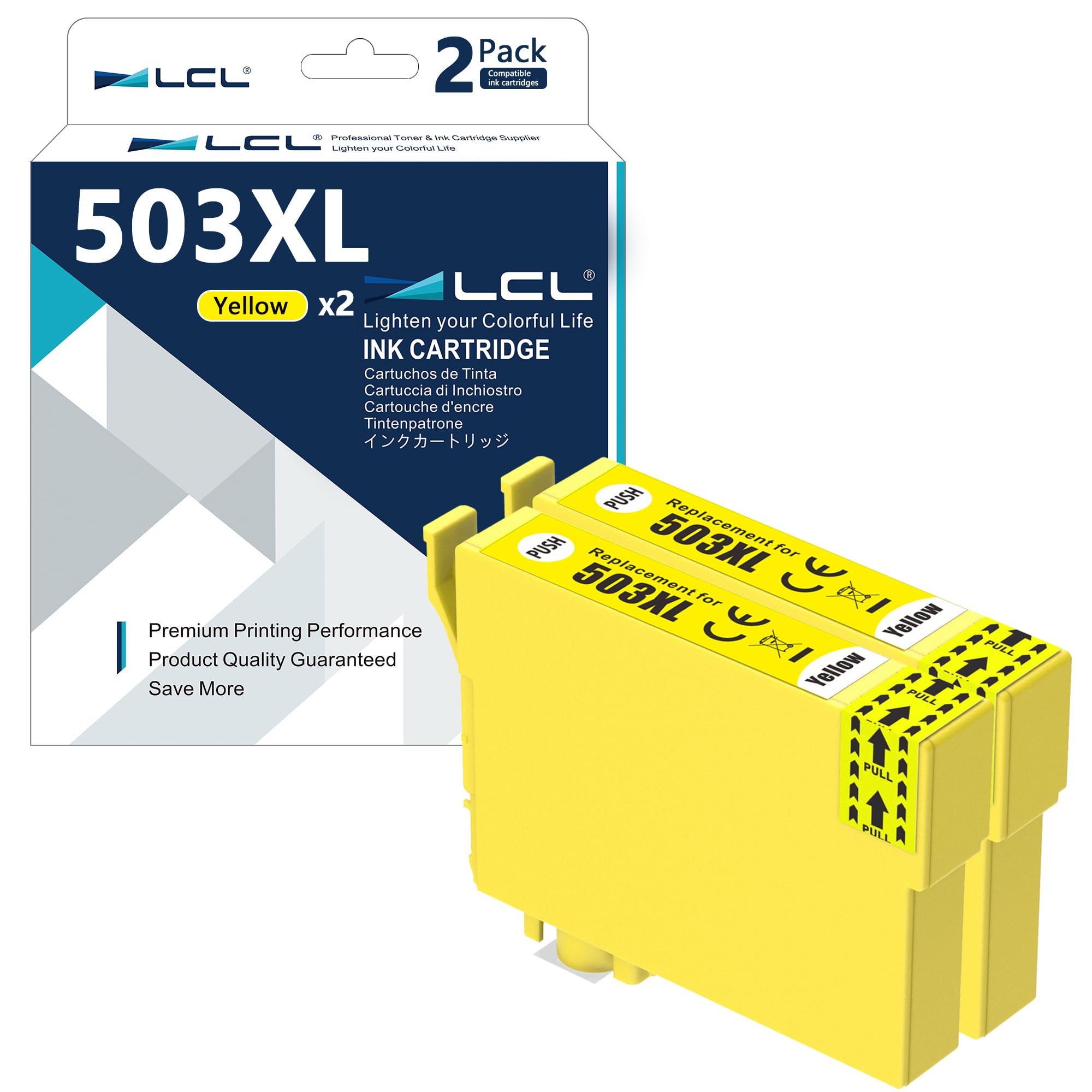 LCL 503 XL 503XL Yellow High Yield Ink Cartridge Replacement for Epson 503XL Replacement for Epson Expression Home XP-5200 XP-5205 XP5200 Workforce WF-2960 WF-2965 WF-2960DWF WF-2965DWF (2 Pack)