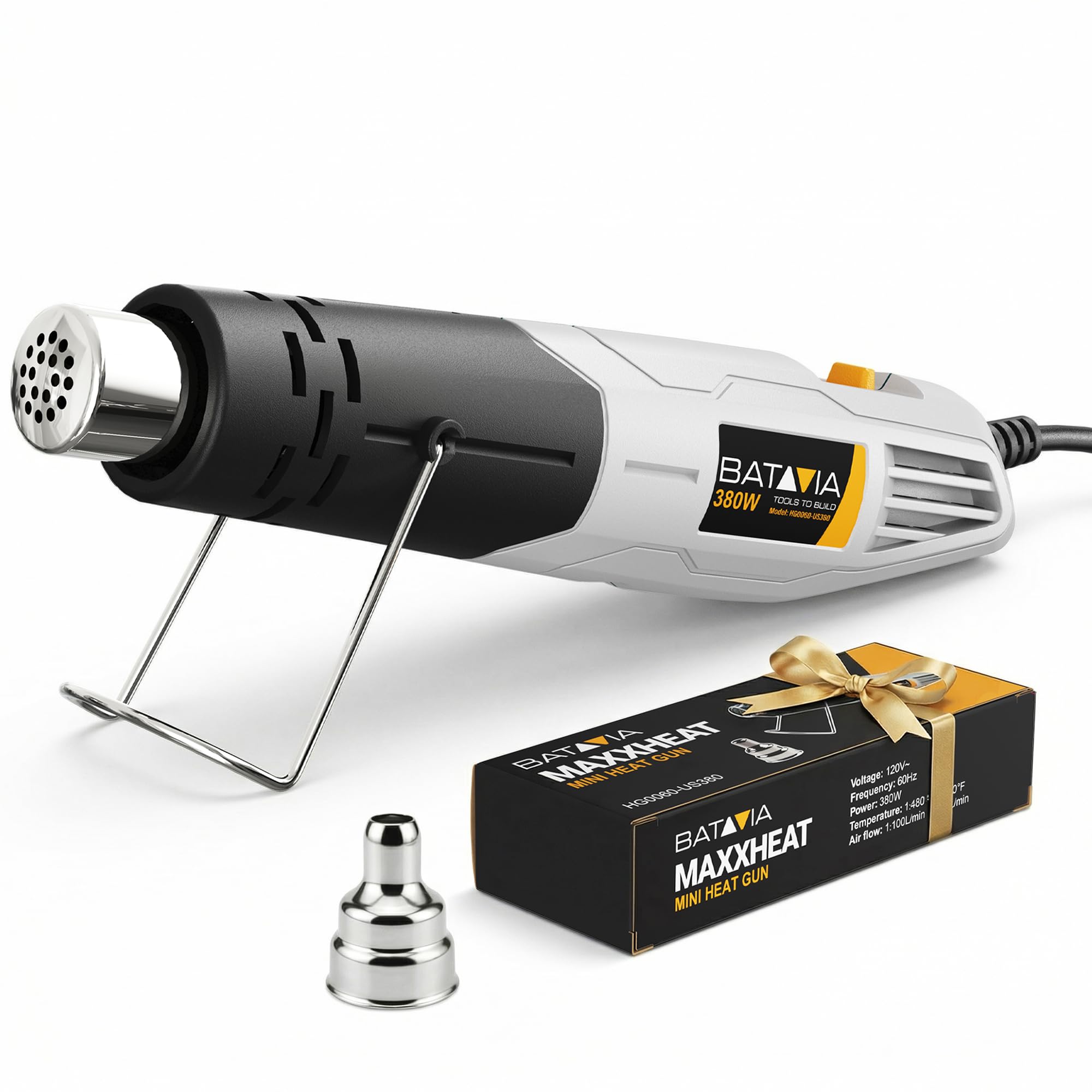 Photo 1 of Mini Heat  - BATAVIA 380W Fast Heat Hot Air Gun Tool with Uniform Heat Tech & Dual Protection Fuses, 2 Temp (572°F/1022°F)+Nozzle with Overheat Protection for DIY Crafts, Vinyl Wrap, Shrink Tubing