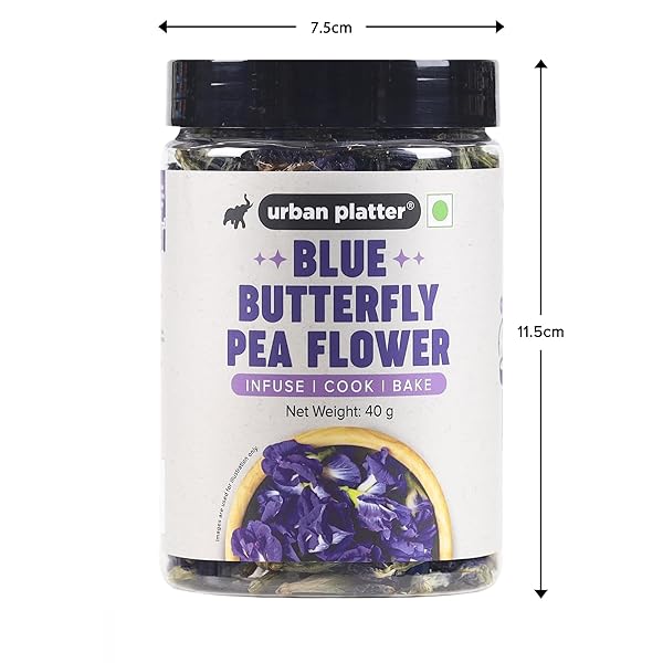 URBAN PLATTER BLUE BUTTERFLY PEA FLOWER | 1.41 OZ (120+ CUPS) | DRIED FLOWERS FOR TEA | RICH IN ANTIOXIDANTS | CAFFEINE-FREE HERBAL TEA | NATURAL BLUE & PURPLE COLOR FOR ICED TEAS & COCKTAILS