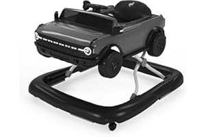 Bright Starts Ford Bronco 4-in-1 Blue Grey Baby Activity Center & Push Walker with Removable Interactive Steering Wheel -Toy, 6 Months and up