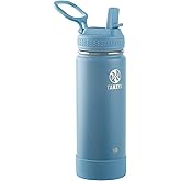 Takeya Actives Water Bottle with Straw Lid - Durable & Easy-Care Water Bottle with Stainless Steel Insulation - BPA-Free Lid with Carry Handle & Straw - Dishwasher-Safe - 18 oz, Bluestone
