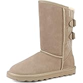 DREAM PAIRS Women's Mid Calf Winter Snow Boots Fashion FuzzyChic Buckle Booties