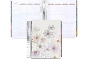 Erin Condren 7x9 Coiled Life Planner (July 2024 - December 2025) - Wildflowers Classic Cover, Vertical Layout, Bold Blooms Theme, Platinum Coil