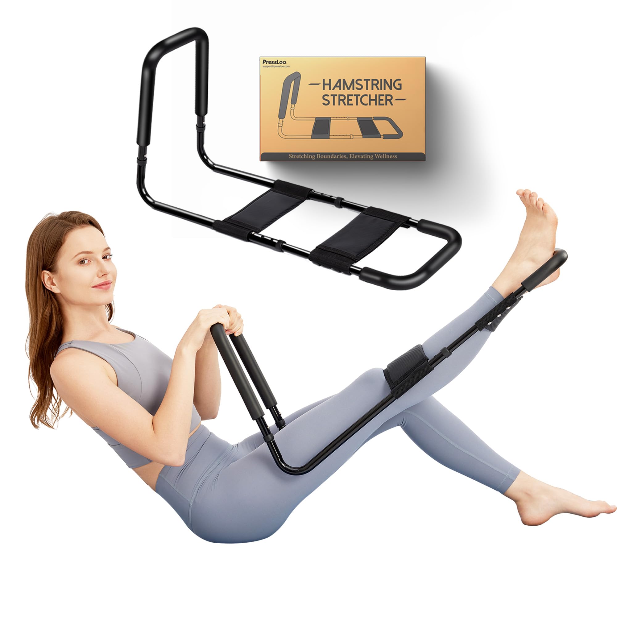Photo 1 of PressLoo Hamstring Stretcher for Knee Extension & Pain Relief, Adjustable Low Back, Calf, Leg & Hip Stretching Device for Flexibility, ACL Surgery Recovery Physical Therapy Equipment - Upgraded 2025