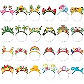 Foilswirl 24 Pcs Hawaiian Party Headbands Decorations Bulk Tropical Luau Head Boppers Hawaiian Aloha Favors Tiki Bar Hair Hoop Parrot Palm Leaves Pineapple Flamingo Headwear for Summer Beach Supplies