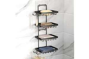 Moforoco Soap Holder Shower, Soap Dish for Shower 304 Rustproof Stainless Steel, Bathroom Soap Bar Holder for Shower Wall with Razor Holder, More Shampoo Bar Holder for Shower Caddy Organizer