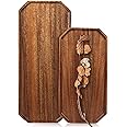 Renawe Set of 2 Wooden Serving Platters Charcuterie Boards Large Acacia Wood Platter 16" & 13" Wood Trays Charcuterie Platter