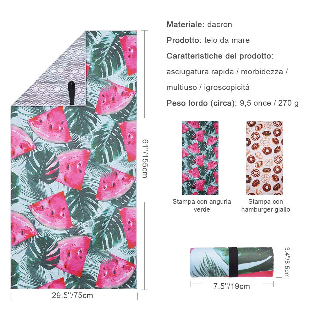 VBIGER Telo Mare Asciugamani Mare Abbigliamento da Mare Telo Mare Donna Bikini Coprire (Anguria)