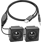 XMSJSIY Mini Computer Speaker for Desktop PC 3.5mm TRS Input with Volume Control USB Powered Stereo Hidden Type Small Speaker