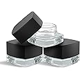 (200 Pack) 5ml Thick Glass Square Jars with Black Child Resistant Lids - Storage for Oil, Lip Balm, Wax, Cosmetics - Mini Child Proof Container