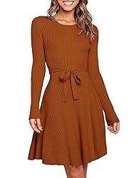 ANRABESS Women's 2023 Fall Crewneck Long Sleeve Tie