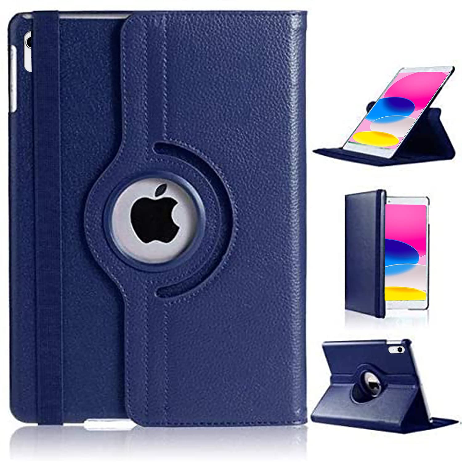 For iPad (A16) 11th Generation 2025 10th Generation 2022 Case [360 Rotating Stand] [Auto Sleep/Wake] PU Leather Smart Folio Protective Tablet Cover 11/10.9 inch (BLUE)