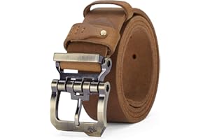 BISON DENIM Men's Belts Leather Dress Genuine Leather Classic Heavy Duty Buckle Belt Casual for Jeans
