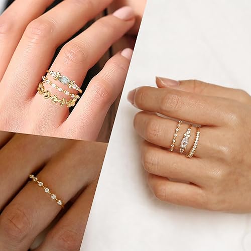 Gold Rings For Women Stackable Set Dainty 14K Trendy Gold Plated