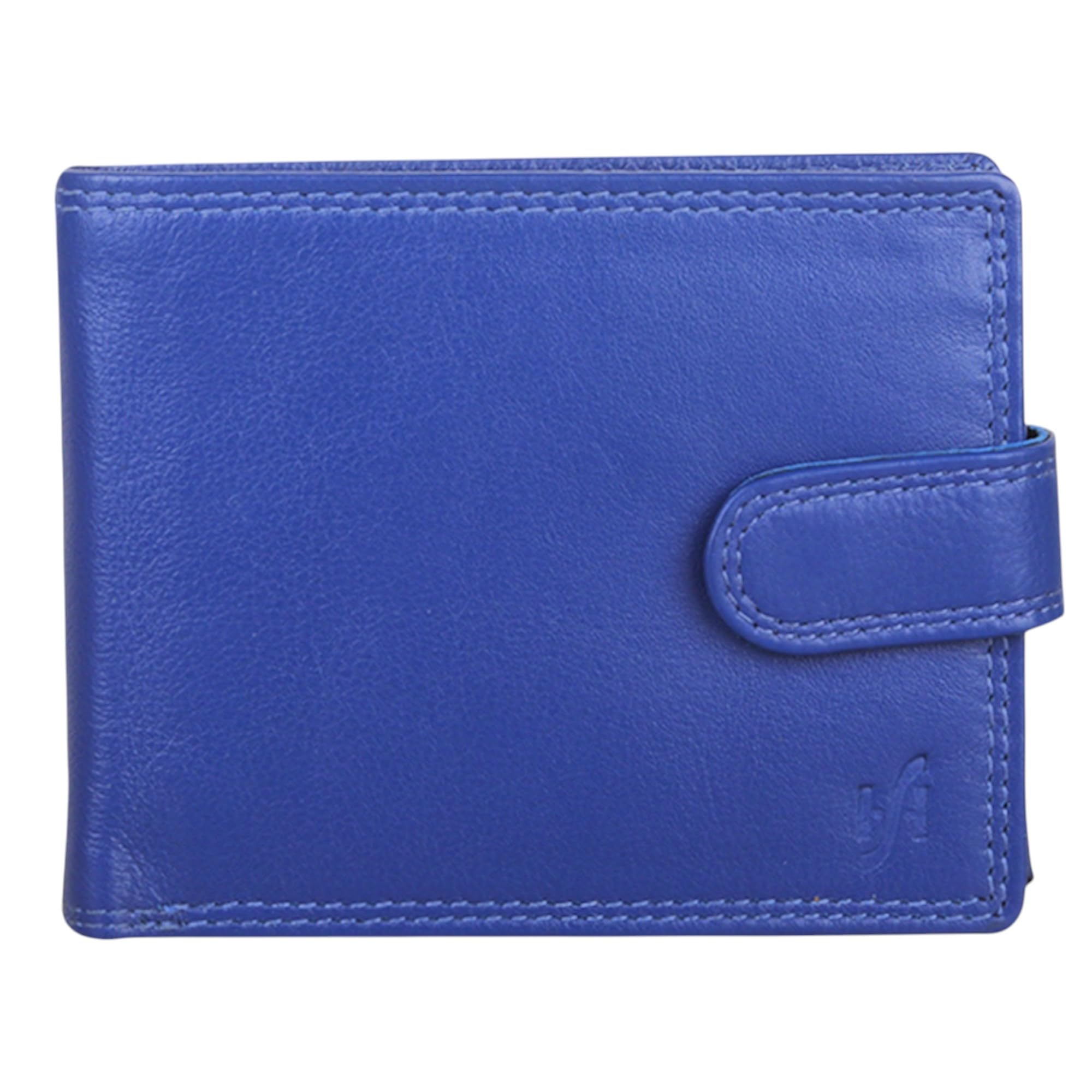 STARHIDE Handmade Wallets for Men UK | Genuine Distressed Hunter Leather | RFID Blocking Notecase Wallet | Coins and Id Card Holder | 710 (Blue Nappa (with Strap)) — image 1