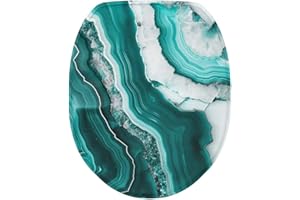 Luarisgur Marble Toilet Lid Cover Elongated Teal Oblong Toilet Seat Cover Soft and Absorbent Toilet Toilet Seat Lid Covers for Bathroom Decorative Washable Toilet Lid Covers Accessories