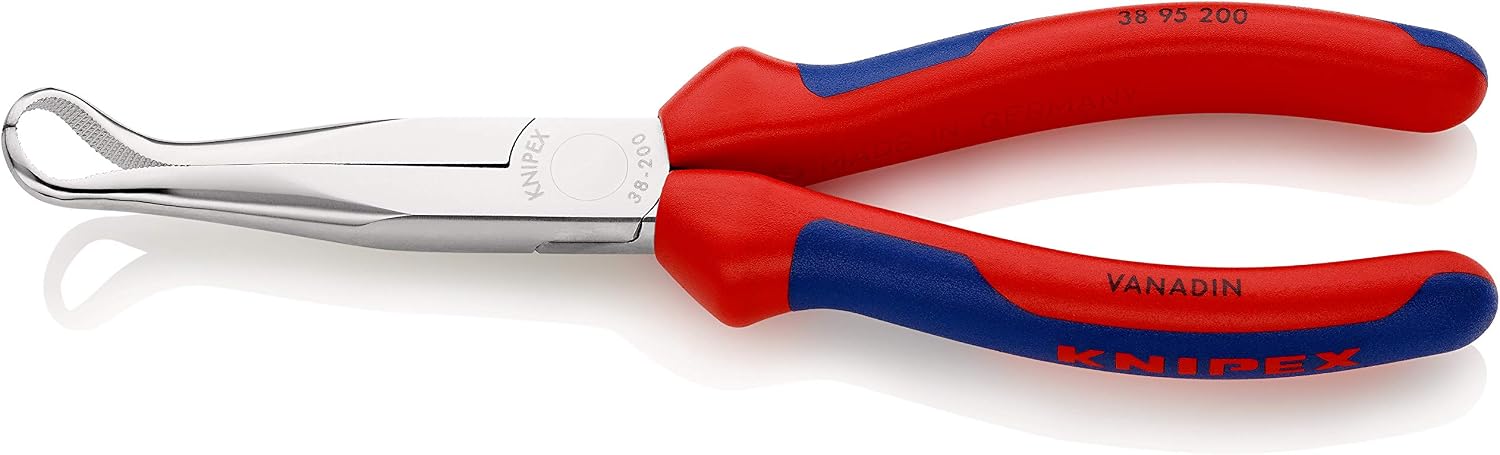 KNIPEX Mechanics' Pliers Chrome-Plated with Multi-Component Handles 200 mm, 38 95 200, Red and Blue