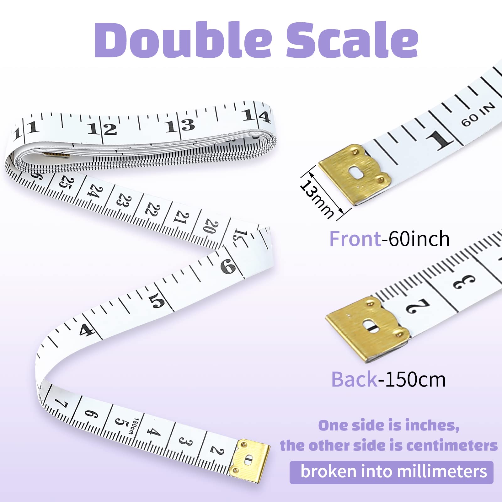 Soft Tape Measure 24 Pack Measuring Tape Bulk for Body Sewing Tailor Cloth Vinyl Measurement Craft Supplies,150cm/60inch Accurate Soft Double Scale Ruler-White