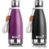 Mollcity Small Water Bottle-12 oz Stainless Steel Vacuum Insulated Water Bottle for Kids for School, Leak Proof Cola Shape Travel Water Bottle for Boys (Purple-Black)