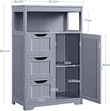 Yaheetech Bathroom Storage Cabinet with 3 Drawers 1 Door Gray view 4