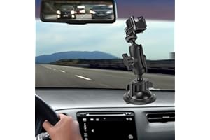for Pocket 3 Suction Cup Mount, 360° Rotation Car Windshield Dashboard Mount with Cold Shoe & 1/4” Thread, Compatible with Ac