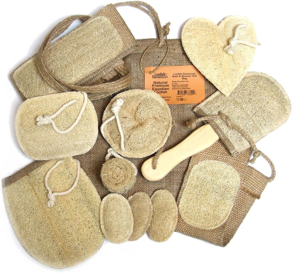 Loofah Savannah Bath and Shower Gift Basket, Large
