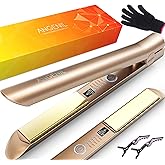 ANGENIL Nano Titanium Flat Iron Straightener and Curler 2 in 1, Fast Heating, Dual Voltage 1 Inch Styling Iron for All Hair Types