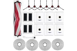 BUXEBUX 21 Pack Replacement Parts for Yeedi M12 PRO+ Robot Vacuum Accessories Kit, Cleaner Inclue 1 V-shaped Brush, 6 Side Brushes, 6 Dust Bags, 4 Hepa Filters, 4 Mop Pads, 1 Clean Tool