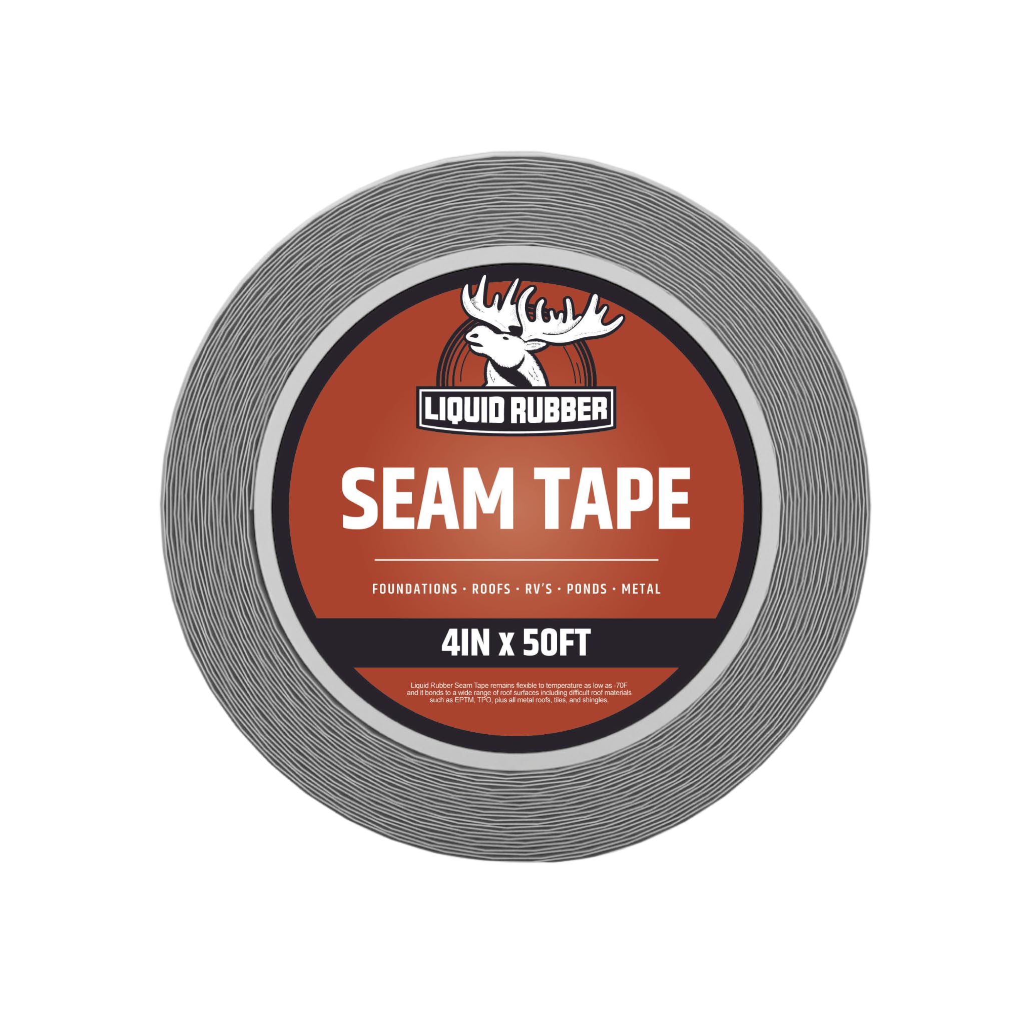 L R Liquid Rubber Peel and Stick Seam Tape - Fix Leaks, Repair and Restore Roof Joints and Tears, Bonds to EPDM, Metal, Tiles, Shingles, Wood, and Fiberglass Easy to Use, 4 Inch x 50 Foot Roll