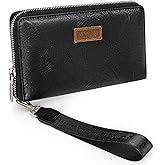 Wrangler Womens Wallet Wristlet Wallets for Women Large Capacity Women's Wallets Black Wallet Credit Card Holder for Women Men