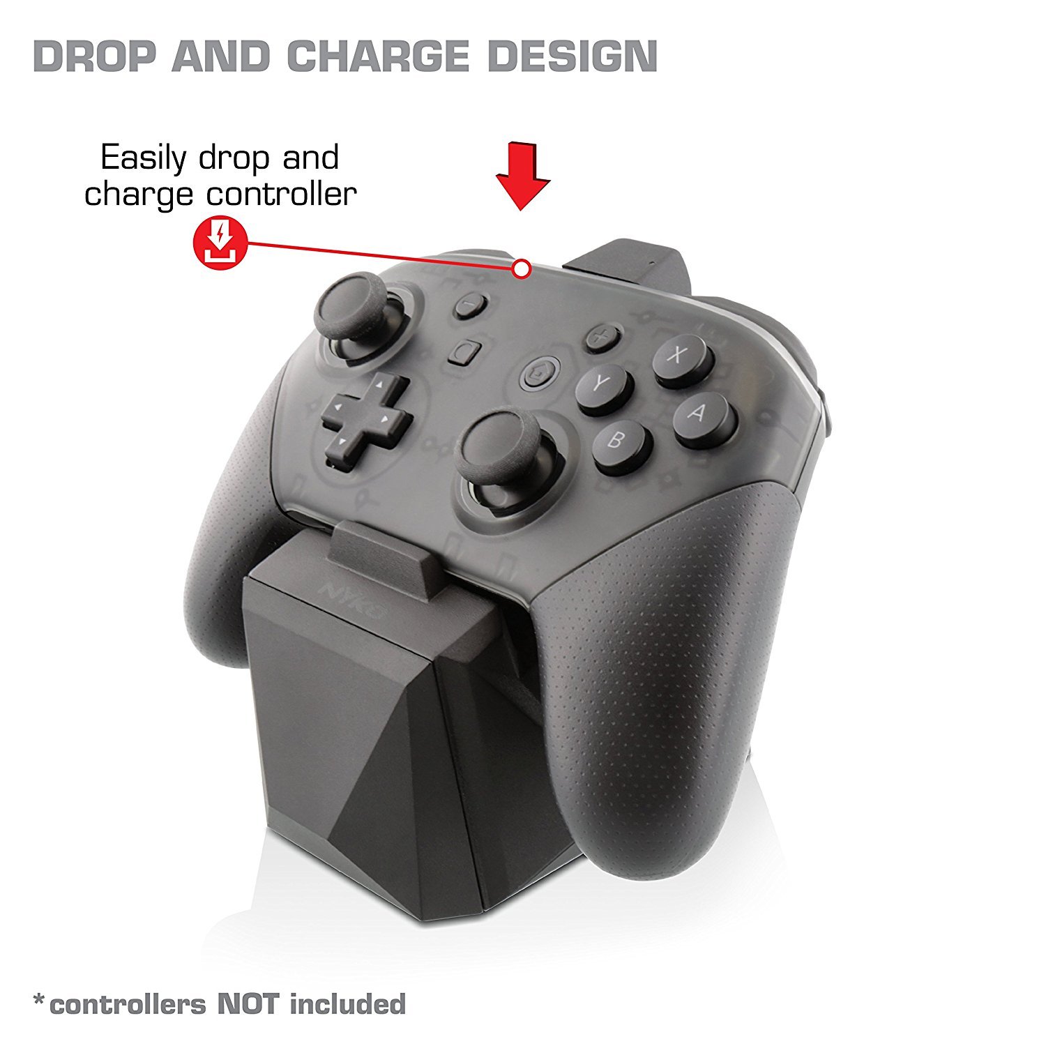 Nyko Charge Block Pro - Pro Controller Charging Station with patented charge dongle and included Micro-USB/AC Power Cord for Nintendo Switch: Video Games