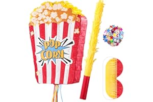 VINTS Popcorn Piñata for Birthday Carnival Circus Parties Great Party Addition for Boys Grils Holiday Celebration (16.9×11.8×