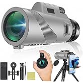 80x100 Monocular Telescope High Power Monocular for Adults with Smartphone Adapter, HD Compact Monocular BAK-4 Prism for Bird Watching, Camping, Hunting, Hiking